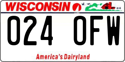 WI license plate 024OFW