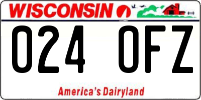 WI license plate 024OFZ