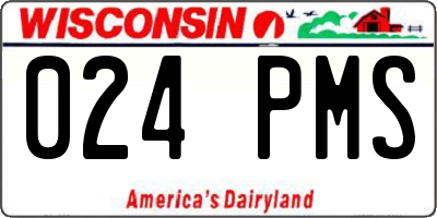 WI license plate 024PMS