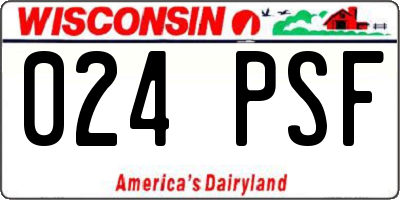 WI license plate 024PSF