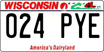 WI license plate 024PYE