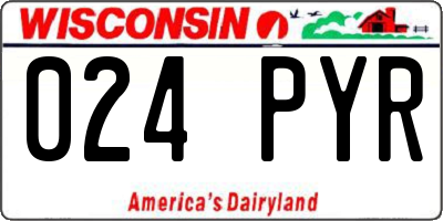 WI license plate 024PYR