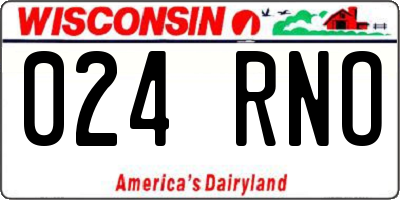 WI license plate 024RNO
