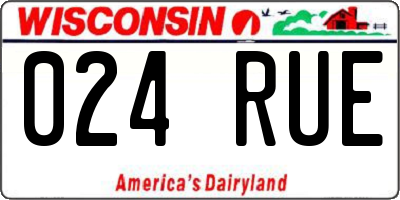 WI license plate 024RUE