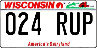 WI license plate 024RUP