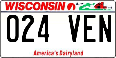 WI license plate 024VEN