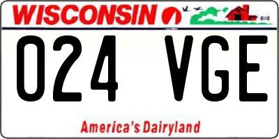 WI license plate 024VGE