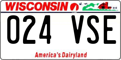 WI license plate 024VSE