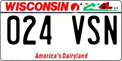 WI license plate 024VSN