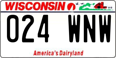 WI license plate 024WNW