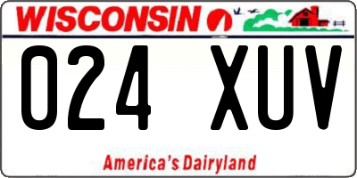 WI license plate 024XUV