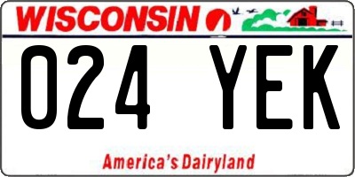 WI license plate 024YEK