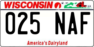 WI license plate 025NAF