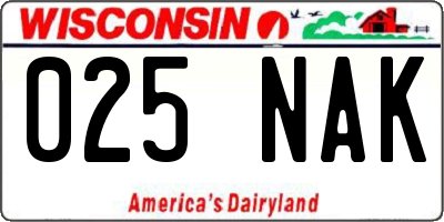 WI license plate 025NAK