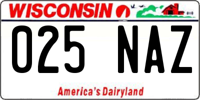 WI license plate 025NAZ