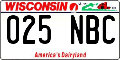 WI license plate 025NBC