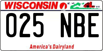 WI license plate 025NBE