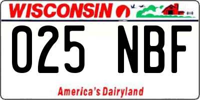 WI license plate 025NBF