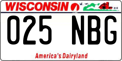WI license plate 025NBG