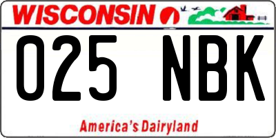 WI license plate 025NBK