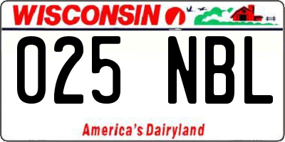 WI license plate 025NBL