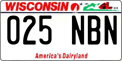 WI license plate 025NBN