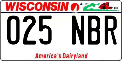 WI license plate 025NBR