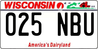 WI license plate 025NBU