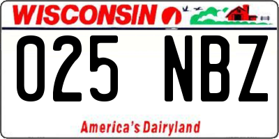 WI license plate 025NBZ
