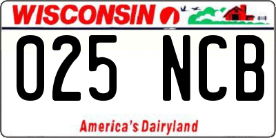 WI license plate 025NCB