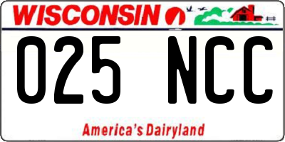 WI license plate 025NCC