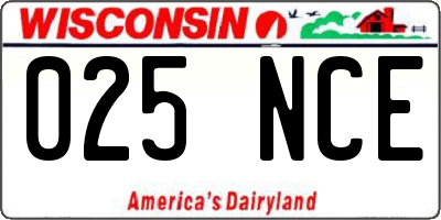 WI license plate 025NCE