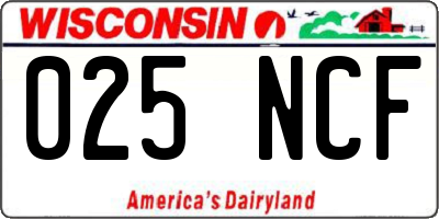 WI license plate 025NCF