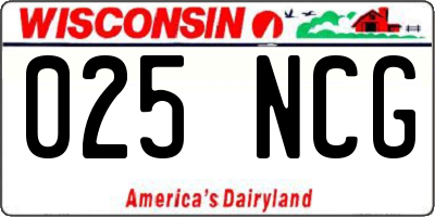 WI license plate 025NCG