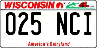 WI license plate 025NCI