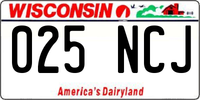 WI license plate 025NCJ