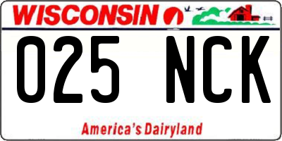 WI license plate 025NCK