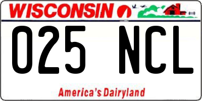 WI license plate 025NCL