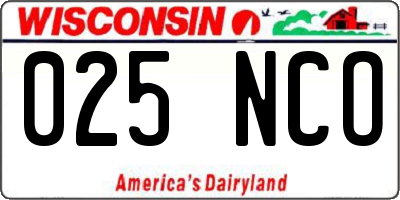 WI license plate 025NCO