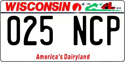 WI license plate 025NCP