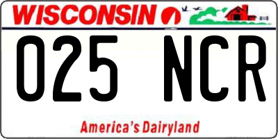 WI license plate 025NCR