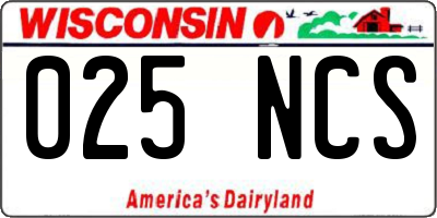 WI license plate 025NCS