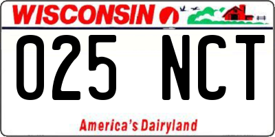 WI license plate 025NCT