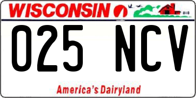 WI license plate 025NCV
