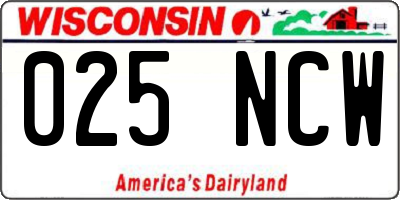 WI license plate 025NCW