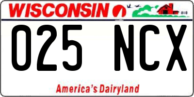 WI license plate 025NCX