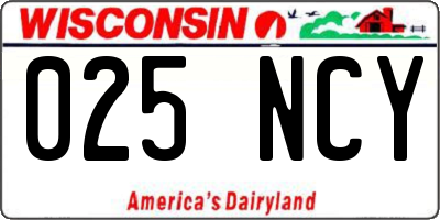 WI license plate 025NCY