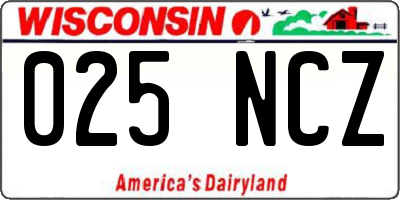 WI license plate 025NCZ