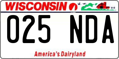 WI license plate 025NDA