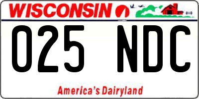 WI license plate 025NDC